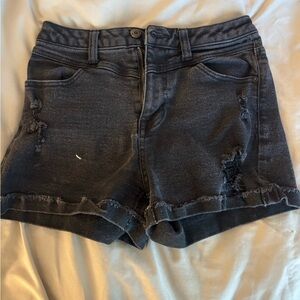 Vanilla Star Black Distressed Jean Shorts